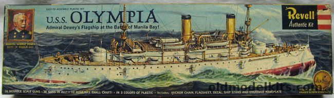 Revell 1/232 USS Olympia Flagship of Admiral Dewey at Manila Bay, H367-198 plastic model kit